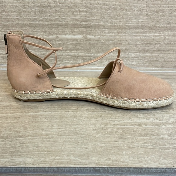 EILEEN FISHER UEC Sz 9 Leather Lace Up D'Orsay Espadrille Latte Flat Sandal Nude - Picture 11 of 15